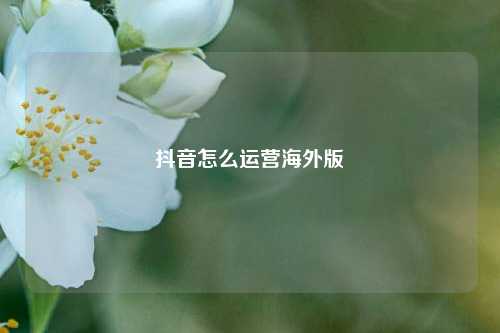 抖音怎么运营海外版