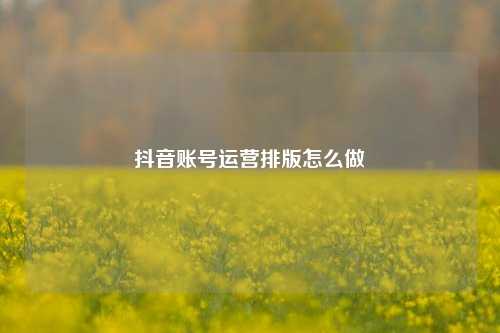 抖音账号运营排版怎么做