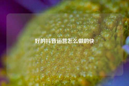 好的抖音运营怎么做的快